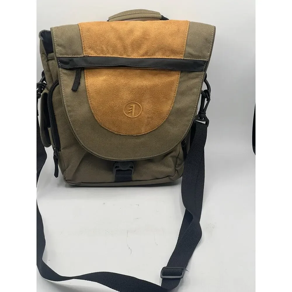 Tamrac Camera Shoulder Bag Messenger Olive Green Khaki Canvas Suede Vintage